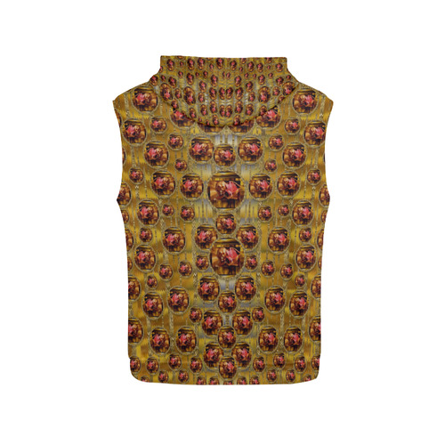 Angels in gold and flowers of paradise rocks All Over Print Sleeveless Hoodie for Women (Model H15)