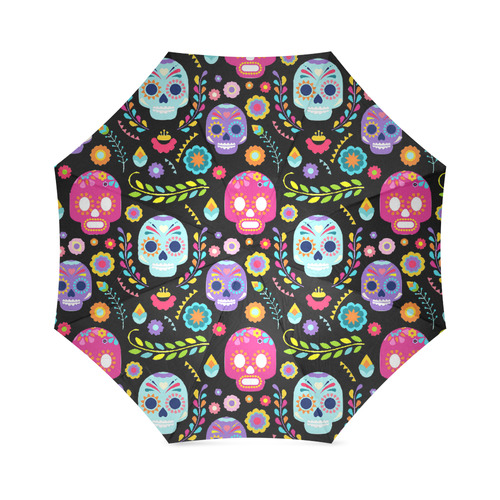 Day of the Dead Sugar Skull Floral Pattern Foldable Umbrella (Model U01)