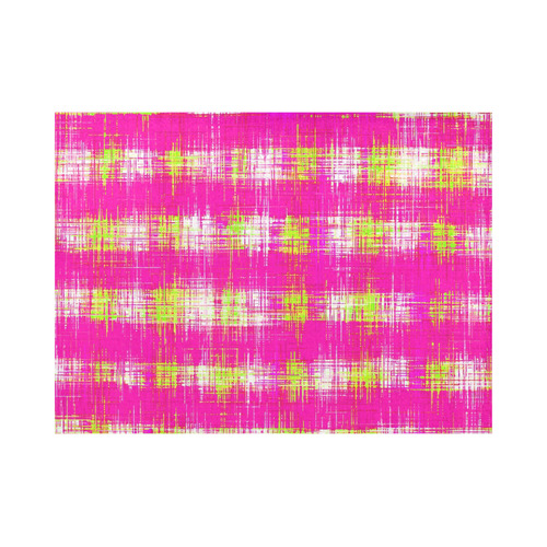 plaid pattern graffiti painting abstract in pink and yellow Placemat 14’’ x 19’’ (Two Pieces)