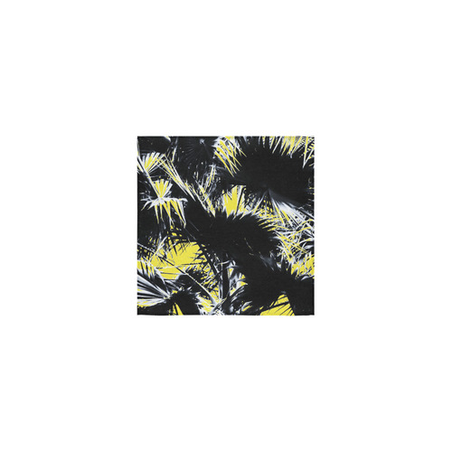 black and white palm leaves with yellow background Square Towel 13“x13”