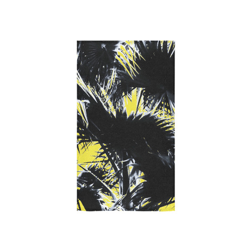 black and white palm leaves with yellow background Custom Towel 16"x28"