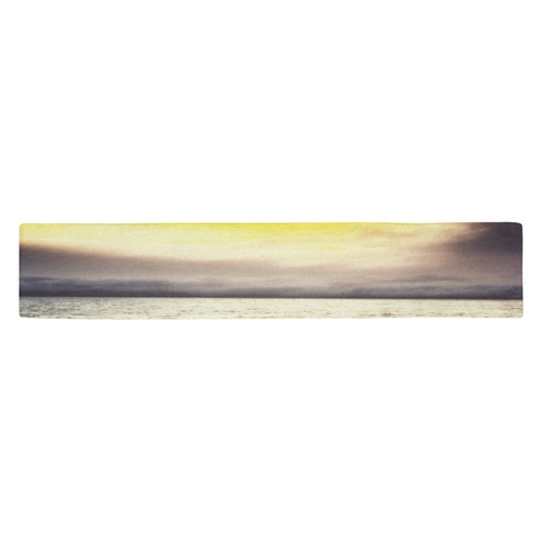 cloudy sunset sky with ocean view Table Runner 14x72 inch