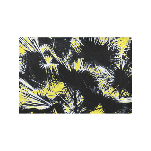 black and white palm leaves with yellow background Placemat 12’’ x 18’’ (Two Pieces)