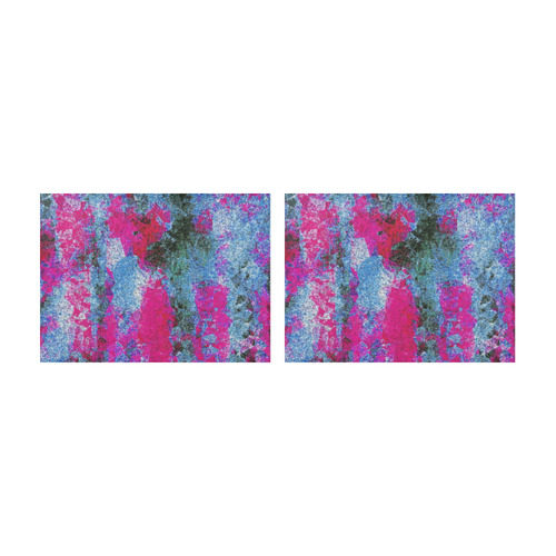 vintage psychedelic painting texture abstract in pink and blue with noise and grain Placemat 14’’ x 19’’ (Set of 2)