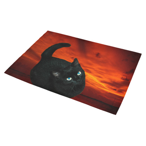 Cat and Red Sky Azalea Doormat 30" x 18" (Sponge Material)