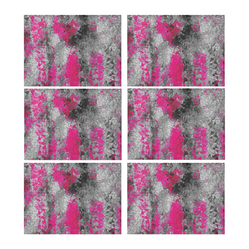 vintage psychedelic painting texture abstract in pink and black with noise and grain Placemat 14’’ x 19’’ (Set of 6)