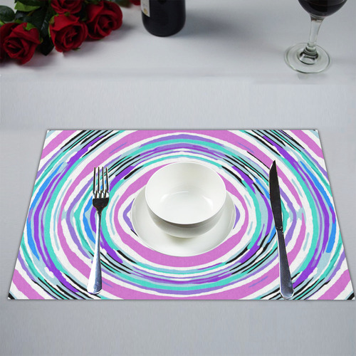 psychedelic graffiti circle pattern abstract in pink blue purple Placemat 14’’ x 19’’ (Six Pieces)