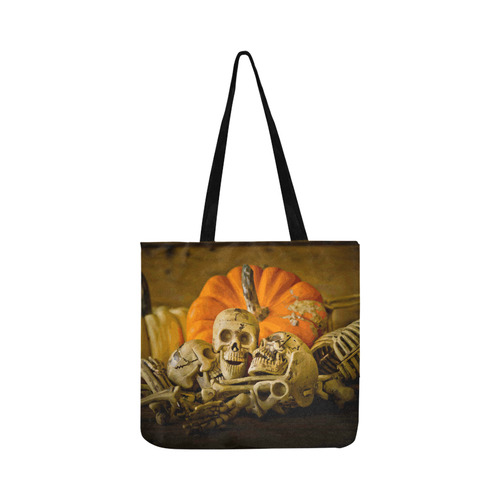 Happy Halloween Skeletons With Pumpkin Reusable Shopping Bag Model 1660 (Two sides)