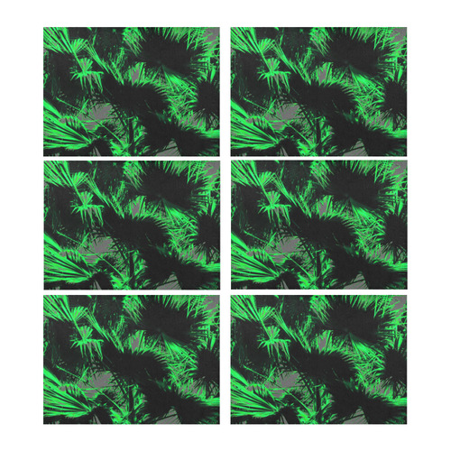 green palm leaves texture abstract background Placemat 14’’ x 19’’ (Six Pieces)