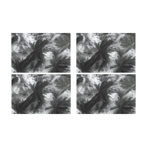camouflage abstract painting texture background in black and white Placemat 12’’ x 18’’ (Four Pieces)