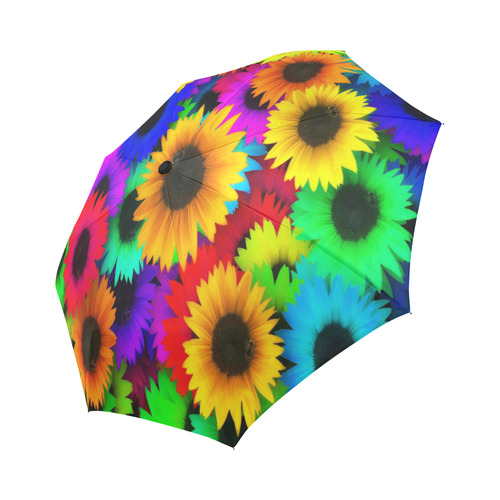 Neon Rainbow Pop Sunflowers Auto-Foldable Umbrella (Model U04)