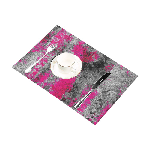 vintage psychedelic painting texture abstract in pink and black with noise and grain Placemat 12’’ x 18’’ (Set of 2)