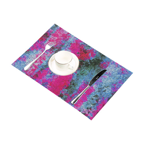 vintage psychedelic painting texture abstract in pink and blue with noise and grain Placemat 12’’ x 18’’ (Six Pieces)