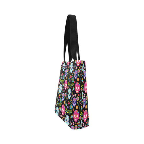 Sugar Skull Day of the Dead Floral Pattern Canvas Tote Bag (Model 1657)