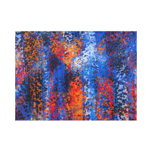 psychedelic geometric polygon shape pattern abstract in blue red orange Placemat 14’’ x 19’’ (Two Pieces)