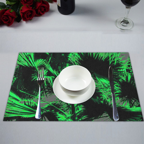 green palm leaves texture abstract background Placemat 14’’ x 19’’ (Six Pieces)