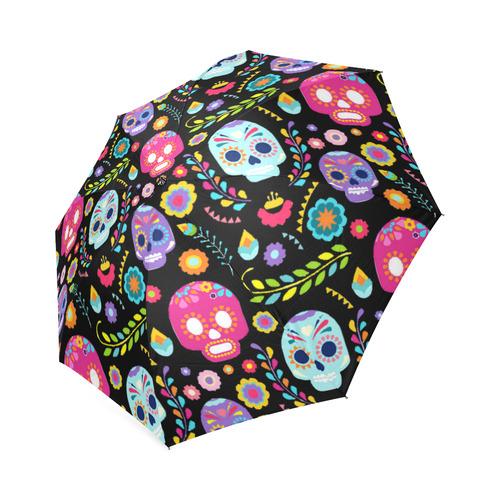 Day of the Dead Sugar Skull Floral Pattern Foldable Umbrella (Model U01)