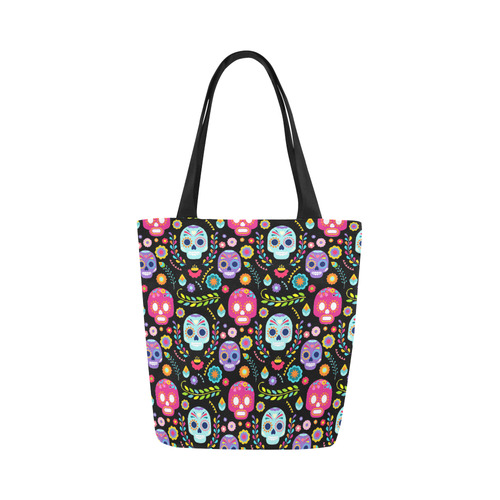 Sugar Skull Day of the Dead Floral Pattern Canvas Tote Bag (Model 1657)