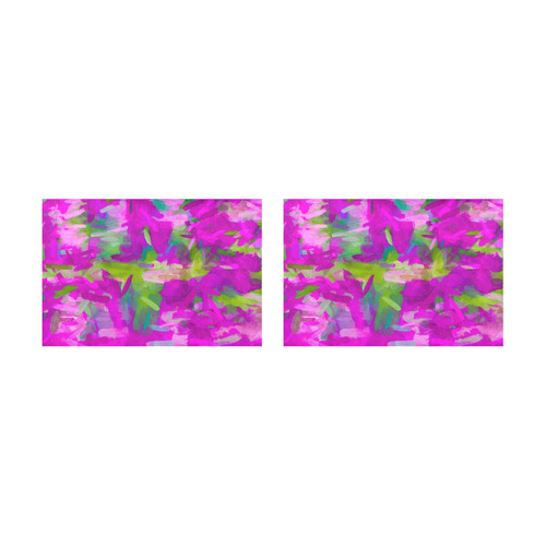 splash painting abstract texture in purple pink green Placemat 12’’ x 18’’ (Set of 2)