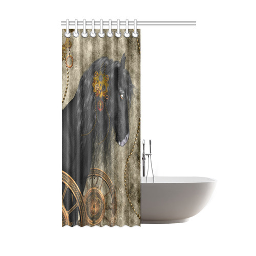 Beautiful wild horse with steampunk elements Shower Curtain 48"x72"