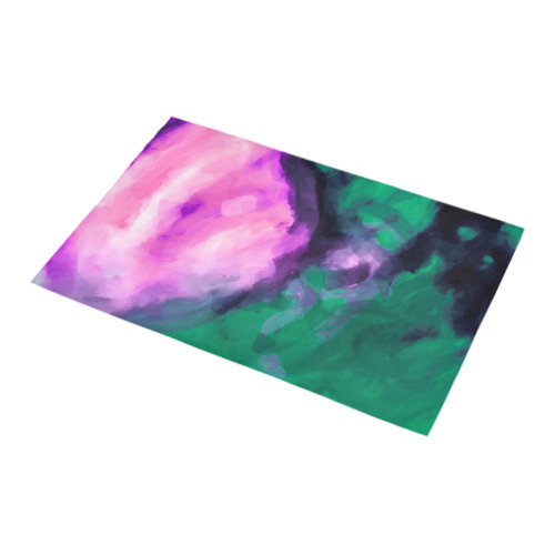 psychedelic splash painting texture abstract background in green and pink Bath Rug 16''x 28''