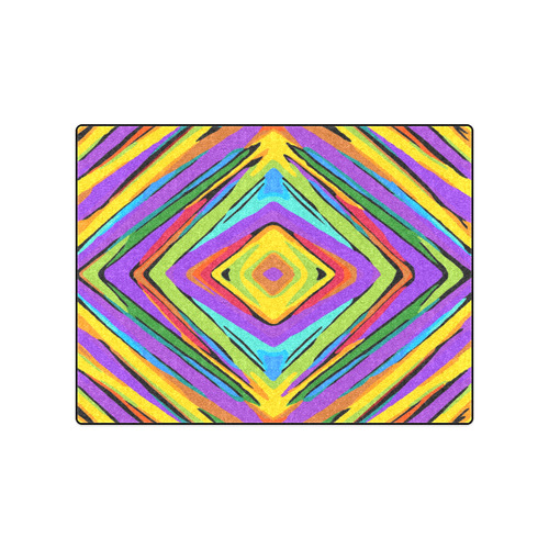 psychedelic geometric graffiti square pattern abstract in blue purple pink yellow green Blanket 50"x60"