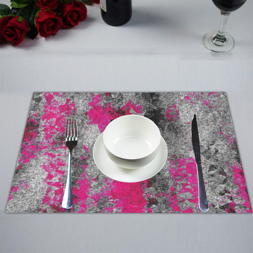 vintage psychedelic painting texture abstract in pink and black with noise and grain Placemat 14’’ x 19’’ (Set of 4)