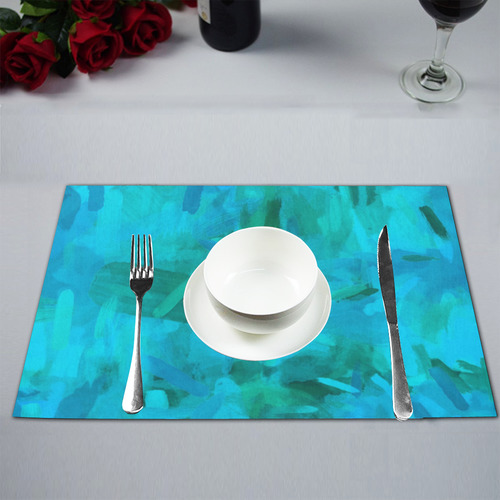 splash painting abstract texture in blue and green Placemat 12’’ x 18’’ (Set of 4)