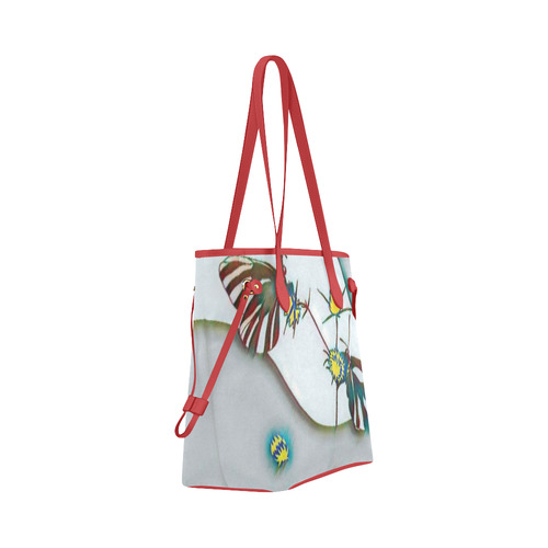 butterfly red Clover Canvas Tote Bag (Model 1661)