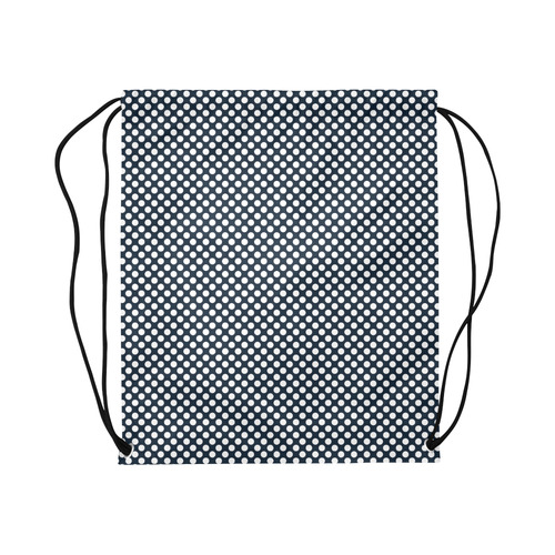 White Dots on Midnight Blue Large Drawstring Bag Model 1604 (Twin Sides)  16.5"(W) * 19.3"(H)