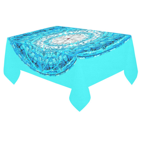 Protection from Jerusalem in blue Cotton Linen Tablecloth 60"x 84"