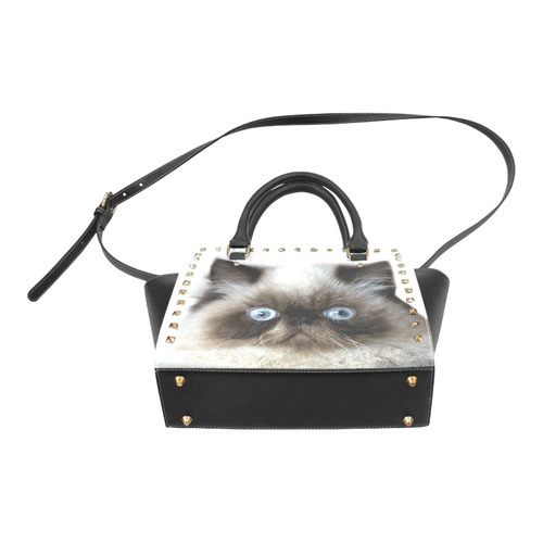 Funny Cat Rivet Shoulder Handbag (Model 1645)