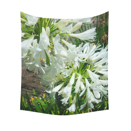 White Summer Flowers LA Floral 2017 Cotton Linen Wall Tapestry 51"x 60"