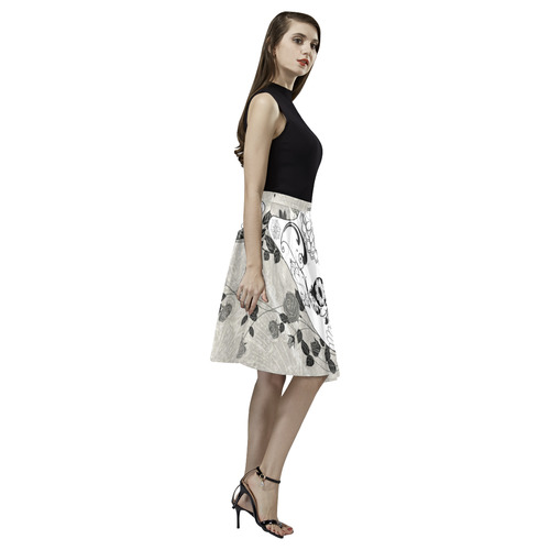 Wonderful sugar cat skull Melete Pleated Midi Skirt (Model D15)