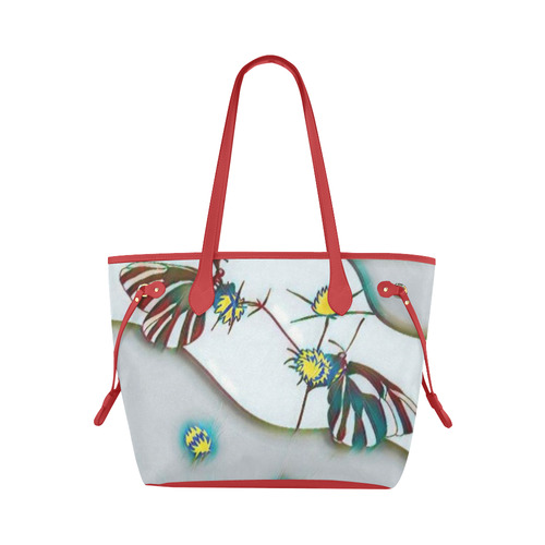 butterfly red Clover Canvas Tote Bag (Model 1661)