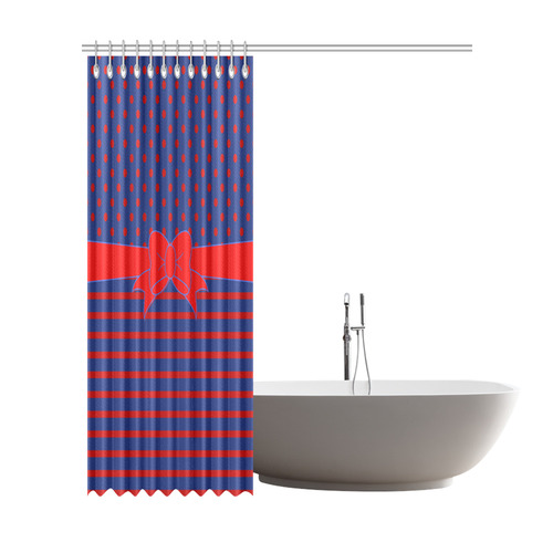 Polka Dots Stripes Comic Ribbon blue red Shower Curtain 72"x84"