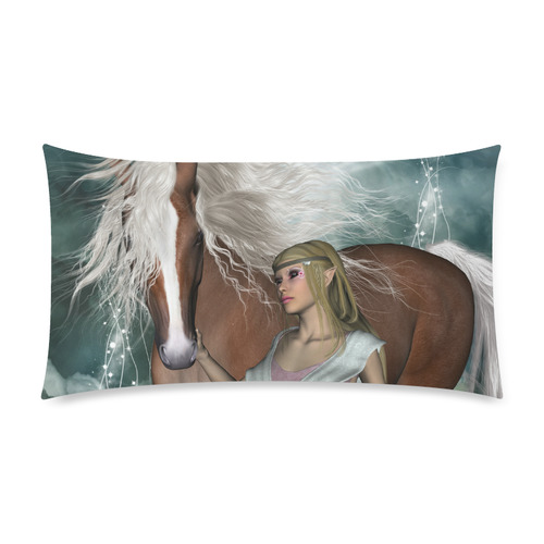 Wonderful fairy with horse Custom Rectangle Pillow Case 20"x36" (one side)