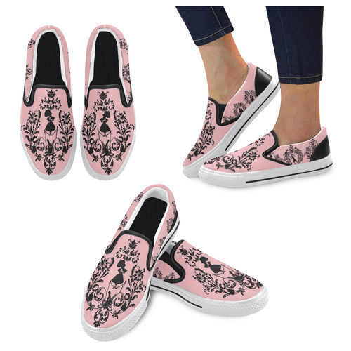 Umbrella Girl Women's Slip-on Canvas Shoes (Model 019)