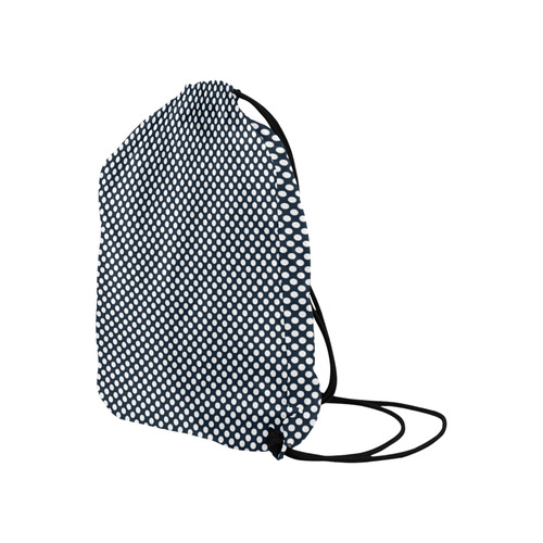 White Dots on Midnight Blue Large Drawstring Bag Model 1604 (Twin Sides)  16.5"(W) * 19.3"(H)