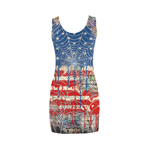 Ladies Sexy USA Flag Drip Design Dress by Juleez Medea Vest Dress (Model D06)