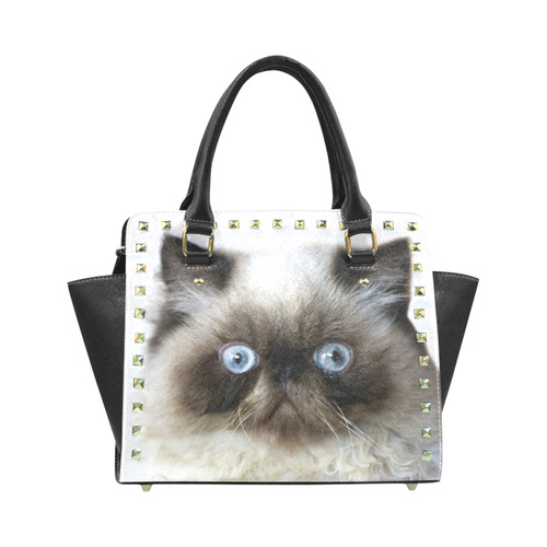 Funny Cat Rivet Shoulder Handbag (Model 1645)