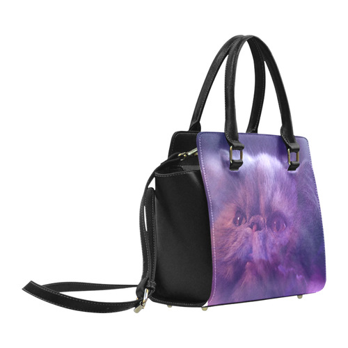 Purple Cat Classic Shoulder Handbag (Model 1653)