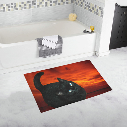 Cat and Red Sky Bath Rug 20''x 32''