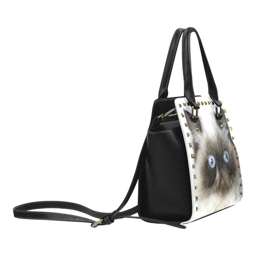 Funny Cat Rivet Shoulder Handbag (Model 1645)