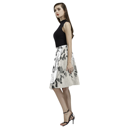 Wonderful sugar cat skull Melete Pleated Midi Skirt (Model D15)