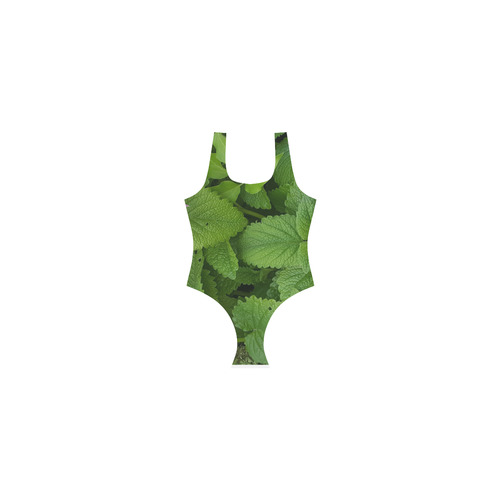 Green Leaves Vest One Piece Swimsuit (Model S04)