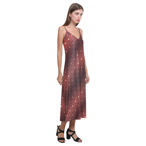 Tessellation Abstractica Mosaic 9a V-Neck Open Fork Long Dress(Model D18)