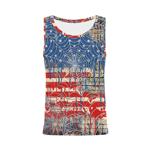 Ladies USA Flag Drip Cool Print Shirt by Juleez All Over Print Tank Top for Women (Model T43)