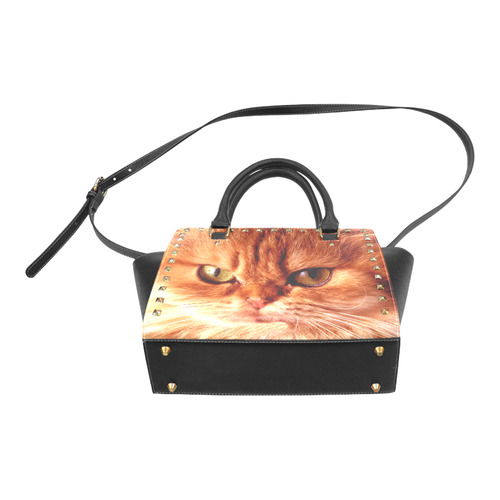 Orange Cat Rivet Shoulder Handbag (Model 1645)