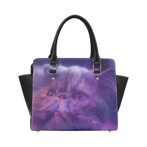 Purple Cat Classic Shoulder Handbag (Model 1653)